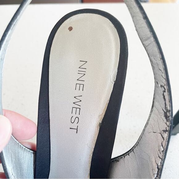 Nine West Black Slingback Heels Fabric Size 9 with 4.5” Heel Round Toe - Picture 5 of 11